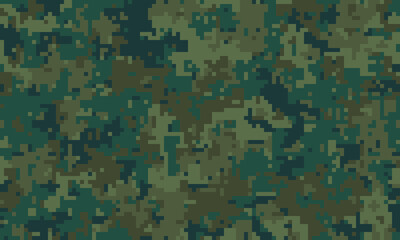 Fototapeta premium Abstract digital camouflage pattern. Perfect for backgrounds, textile designs, or militarythemed projects. Earthy tones create a sense of concealment and mystery.
