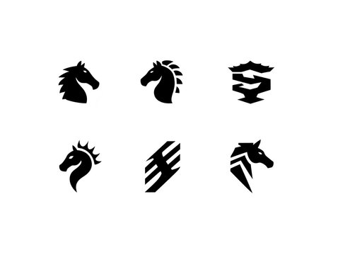 Horse head silhouette black chess knight icon modern animal logo creative equestrian symbol vector illustration isolated on transparency background bold graphic style strong and elegant design