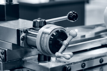 Ball screw drives for CNC machines on blue tone