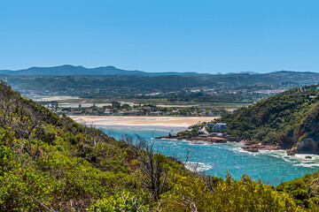 Fototapeta premium A view past the West Head headland towards Leisure island, South Africa in Springtime