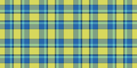 A vibrant plaid pattern in shades of yellow, blue, and green. Ideal for backgrounds, textiles, or graphic design. Versatile and visually appealing.