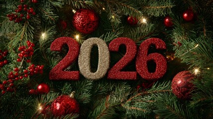 Stunning Christmas scene with decorative 2026 display