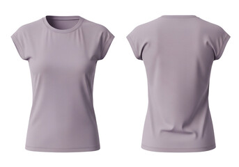 Versatile blank lavender t-shirt, front and back views, perfect for showcasing custom apparel designs, comfortable everyday fashion, and product display mockups