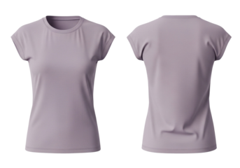 Versatile blank lavender t-shirt, front and back views, perfect for showcasing custom apparel designs, comfortable everyday fashion, and product display mockups
