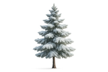 Christmas fir tree standing covered in snow, winter holiday evergreen conifer symbol, transparent background