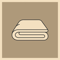Folded fabric with rounded edges and dark outline in a simple illustration.
