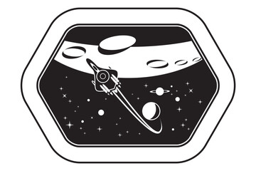 View from spaceship travelling over the Mars - vector illustration 