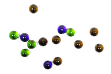 colorful marble isolated on white background, top view