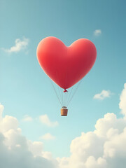 Fototapeta premium Heart flying in sky like balloon
