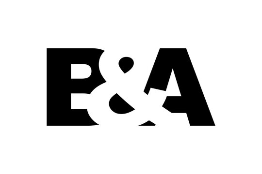BA logo design in bold style. Black white identity symbol. Modern typography emblem. Corporate branding icon.