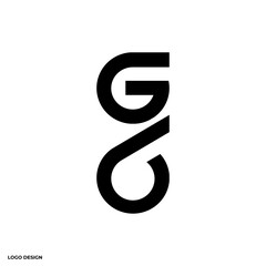 Minimalist GC logo design, geometric abstract logo design, with circular and angular elements, ideal for branding, icon, or vector art projects copy