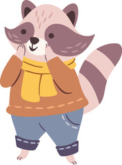 Cute adorable raccoon Christmas animal