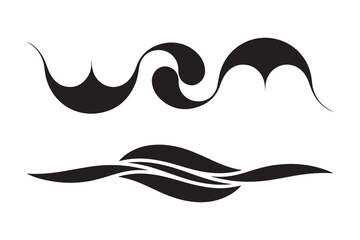 Abstract black swirls and waves decorative elements