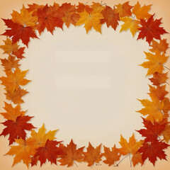 ﻿Herbstlicher Rahmen aus leichten, orange-gelben Ahornblättern kreist um einen cremefarbenen, transparenten Hintergrund – eine sanfte, friedliche Komposition, die Veränderung und Ruhe symbolisiert.