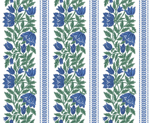 Stripe Block Print,Floral stripe pattern ,boho flower repeat, Vintage flower design, Stripe flower