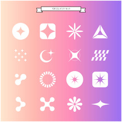 グラデーション Y2Kエレメント セット, Pastel Retro Icons