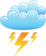 Rain day with Thunder storm, isolated on White background, Weather icon page symbol for your web site design, app, UI. Weather icon Vector illustration