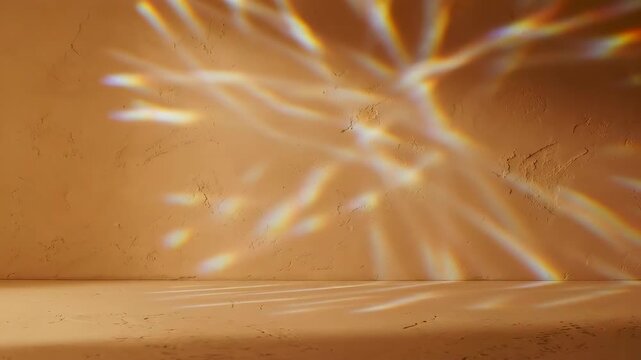 Glass prism caustics shimmering on wall
