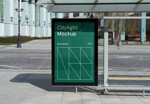Citylight on Street PSD Mockup