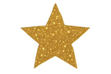 Golden glitter star glowing on transparent background, symbolizing achievement, celebration, and premium quality