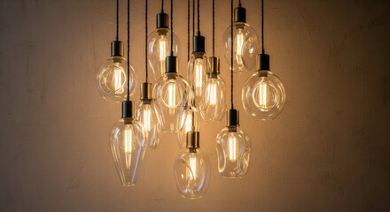 Illuminating elegance: A captivating arrangement of vintage-style Edison light bulbs