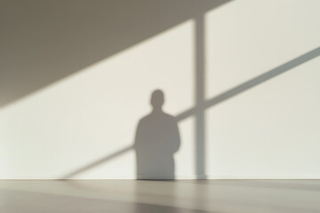 Silhouette whispers secrets on the wall, cast by sunlit windows and the human form. A dance of light and shadow. Interior dreams unfold. Time stands still.