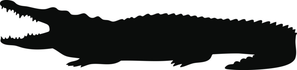 Obraz premium Crocodile silhouette vector illustration with open mouth and detailed body shape natural design 