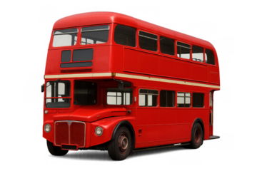 Iconic red double-decker bus, a classic symbol of london transport and british culture, isolated on transparent background