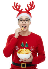 happy person with christmas food