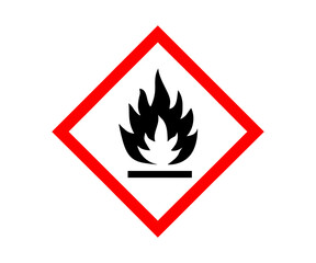 Flammable hazard icon. Flammable warning sign icon, hazard fire symbol vector design and illustration.
