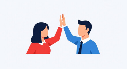 Business people giving each other a high five isolated on white background