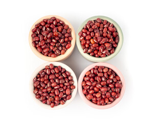 Red adzuki beans isolated, raw azuki bean pile, Vigna angularis legume seeds, dry red mung bean