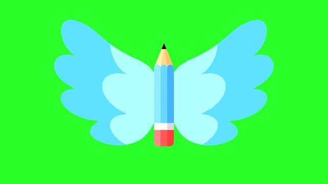 Flying Pencil with Wings for Creative Ideas Concept
