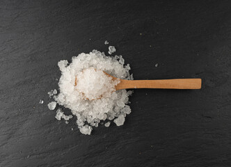 Dead sea salt pile, white crystals for body spa, sodium chloride similar to crushed ice, spa scrub
