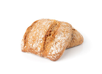 Brown rye bun, square gluten free bread, whole grain healthy breakfast bread