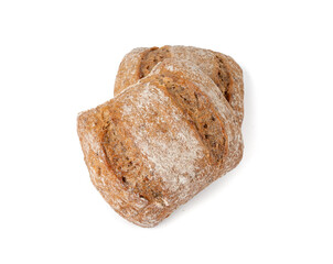 Brown rye bun, square gluten free bread, whole grain healthy breakfast bread