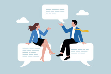 Dynamic team collaboration concept communicating ideas through digital chat bubbles modern business interaction