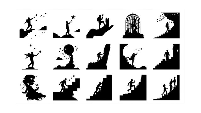 Overcoming Obstacles and Personal Growth - Silhouettes of Perseverance, Success, and Transformation