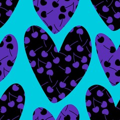 Cartoon fruit seamless retro cherry pattern for wrapping paper and fabrics and linens and kids accessories