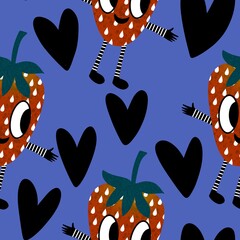 Summer fruits seamless strawberries pattern for wrapping paper and fabrics and kids clothes print and fashion textiles