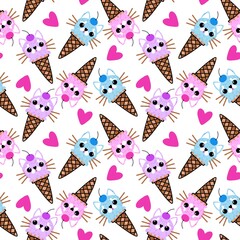 Christmas ice cat seamless ice cream pattern for wrapping paper and fabrics
