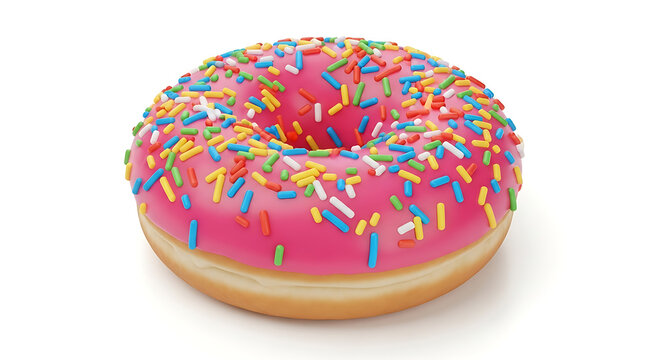 Donut with pink icing and sprinkles - Powered by Adobe