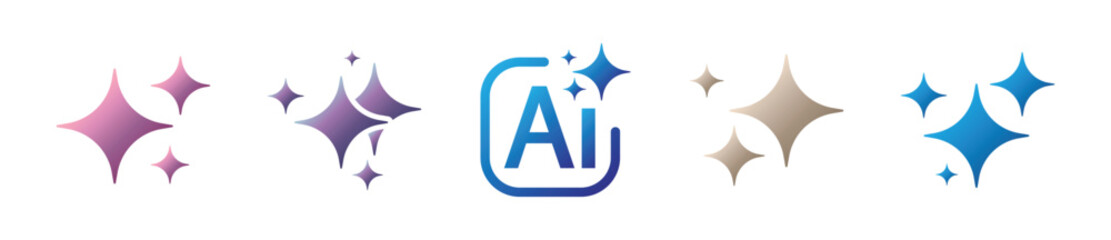 Ai generate solid icon set. Artificial intelligence symbol set - Vector 