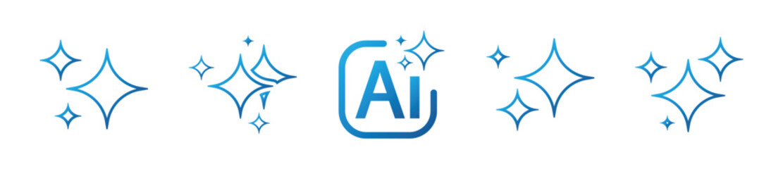 Ai Generate liner flat icon set - Vector 