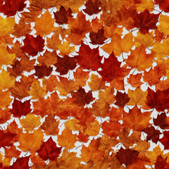 ﻿Herbstzauber in fließender Bewegung: eine dichte, realistische Ansammlung roter, orangeroter und gelber Blätter, die sanft im Transparenzlicht schwimmen und eine friedliche Stimmung erzeugen