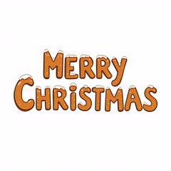 Naklejka premium text based illustration reads merry christmas text written bold orange font letters larger font size than rest text letters arranged way slightly slanted right background white making text stand out