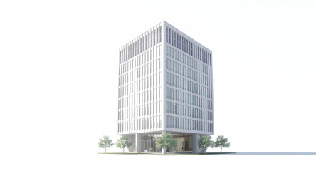 Modern White Office Building Architecture Against a White Backdrop