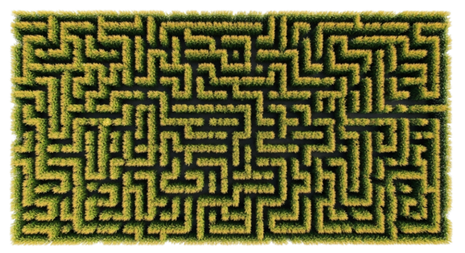 Aerial view of corn maze isolated on white and transparent background, PNG