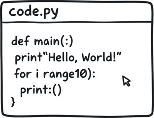 Hand drawn python code snippet on a white background