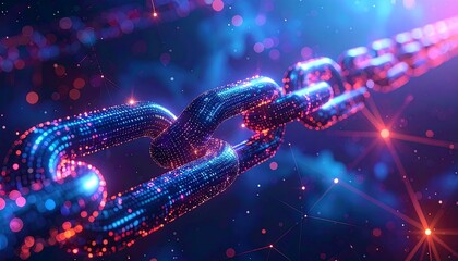 Blockchain Technology Digital Chain Link Connection.